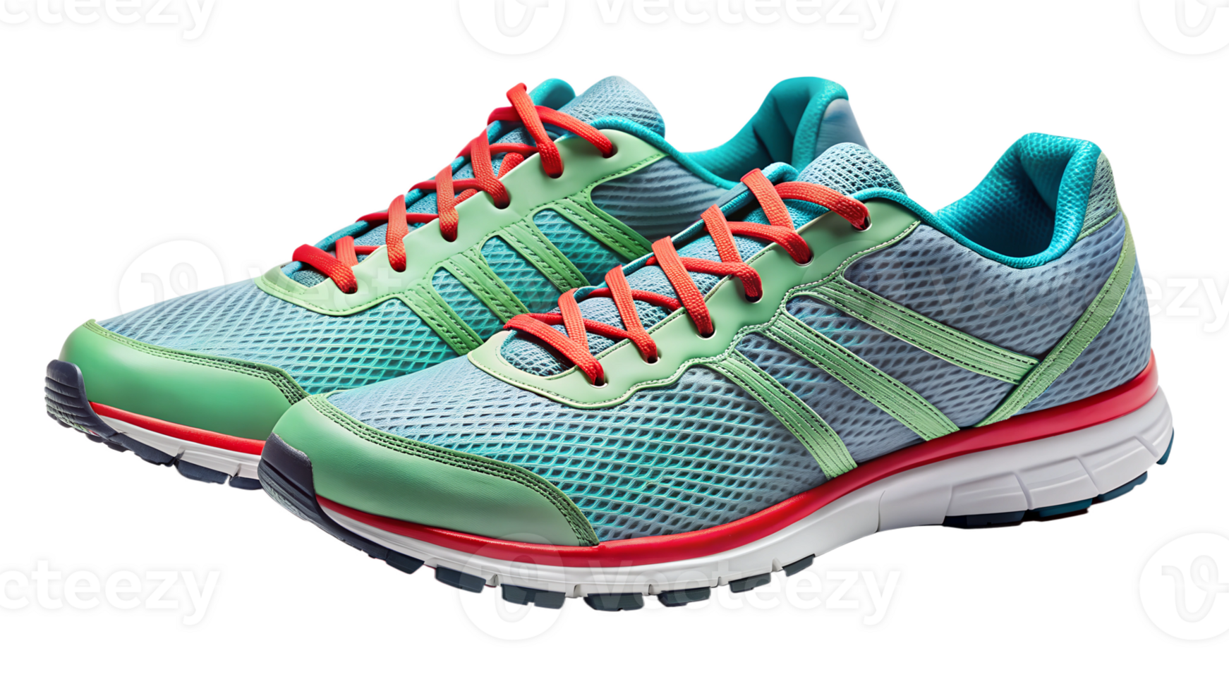 green and blue sports sneakers with red laces transparent png