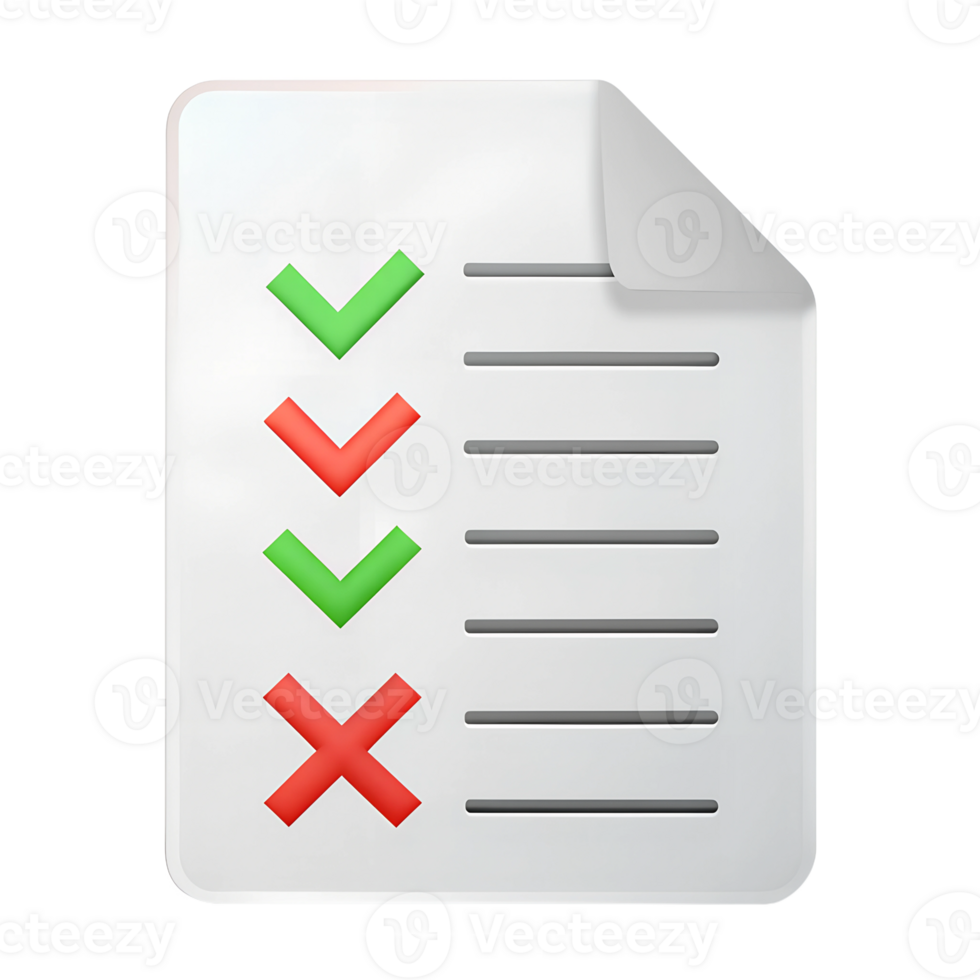 checklist with green and red ticks, cut out png