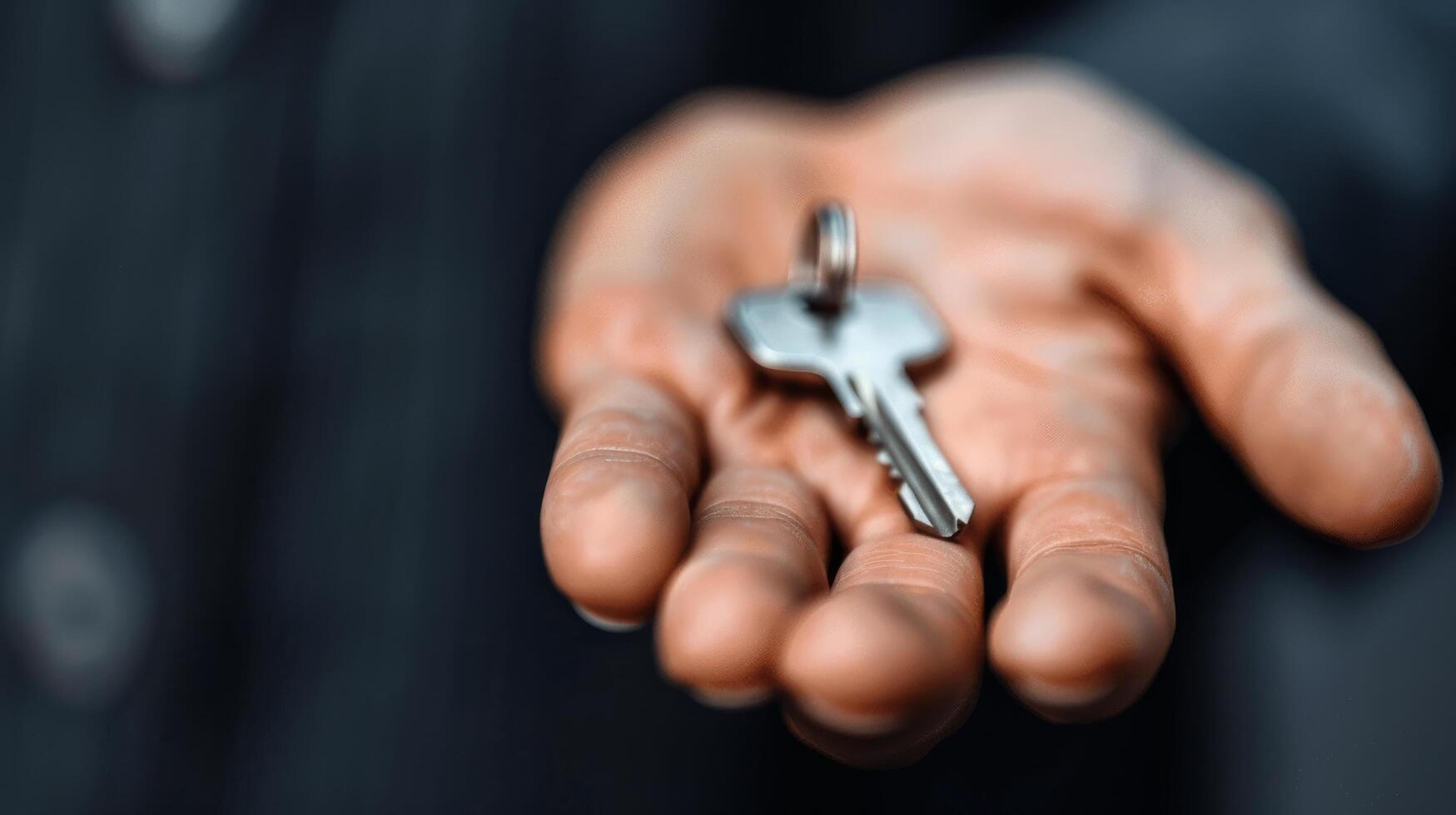 Person Holding Key in Both Hands Wearing Cozy Sweater photo