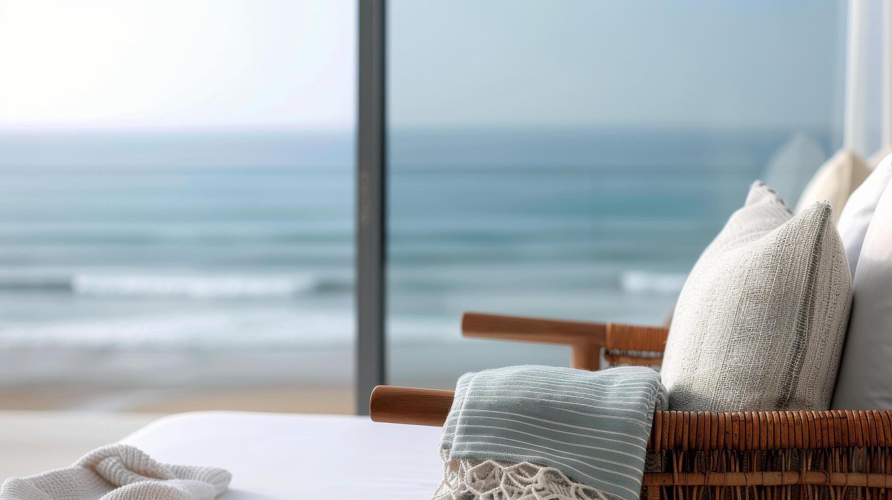 Relaxing Beach View From a Cozy Chair in a Modern Living Space photo