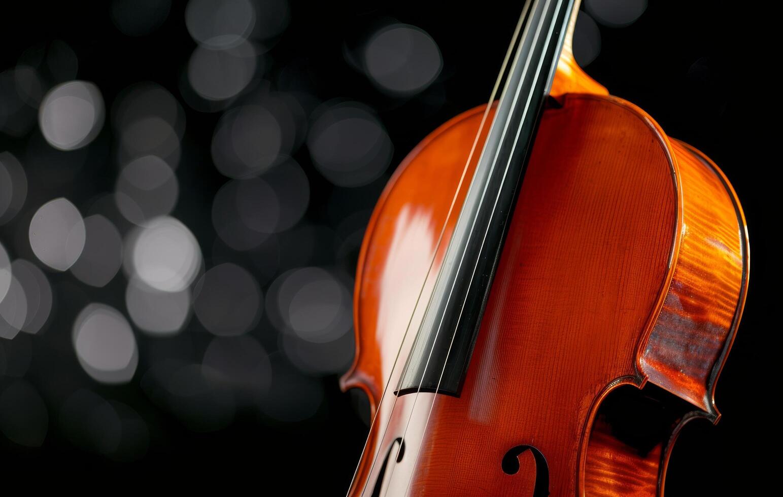 Close-Up of Violin Strings Against a Dark Background photo