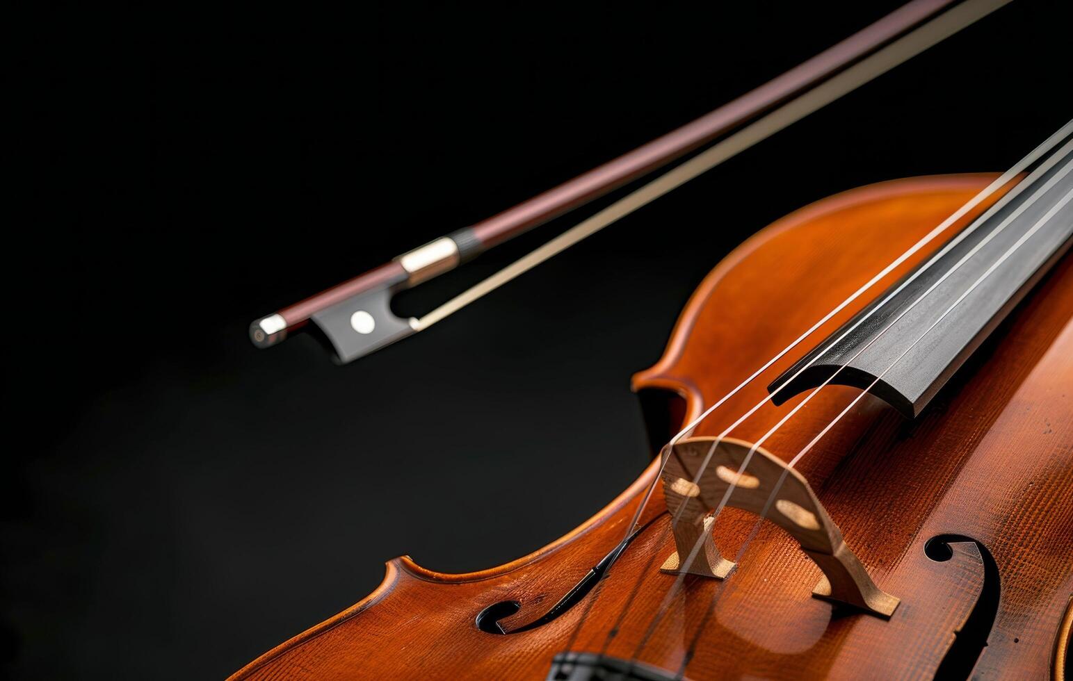 Close-Up of Violin Strings Against a Dark Background photo