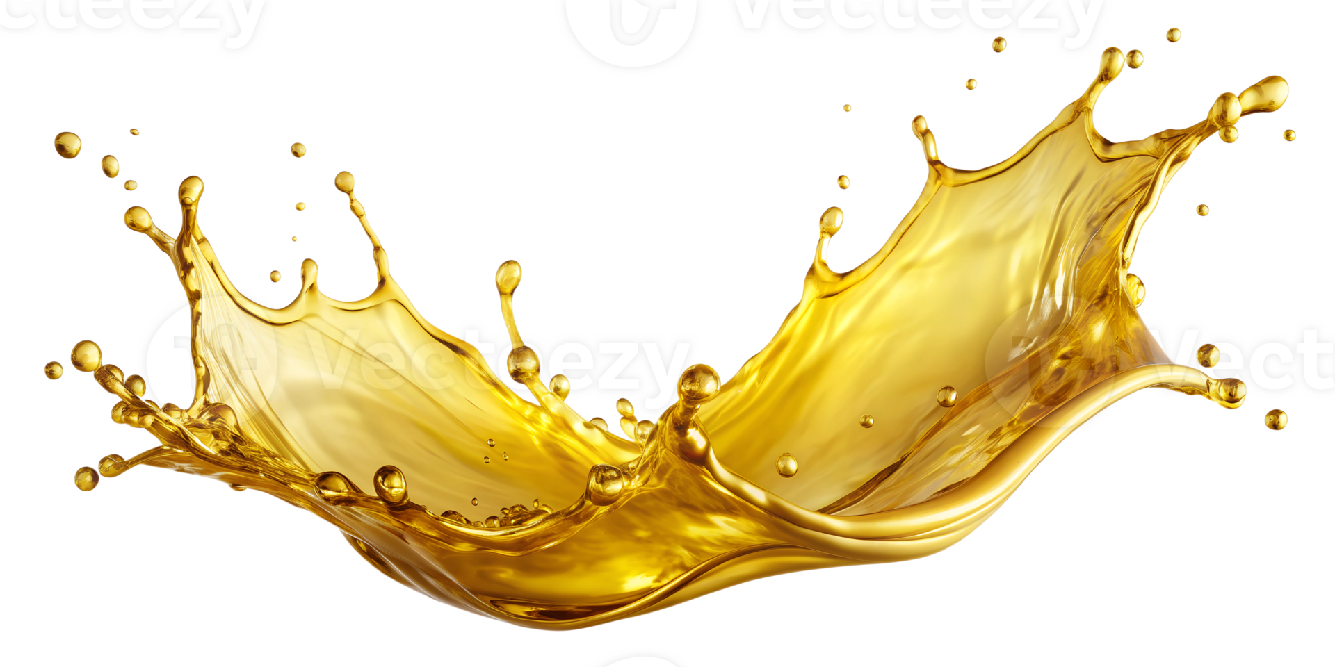 Golden oil splash with shiny texture, isolated transparent png