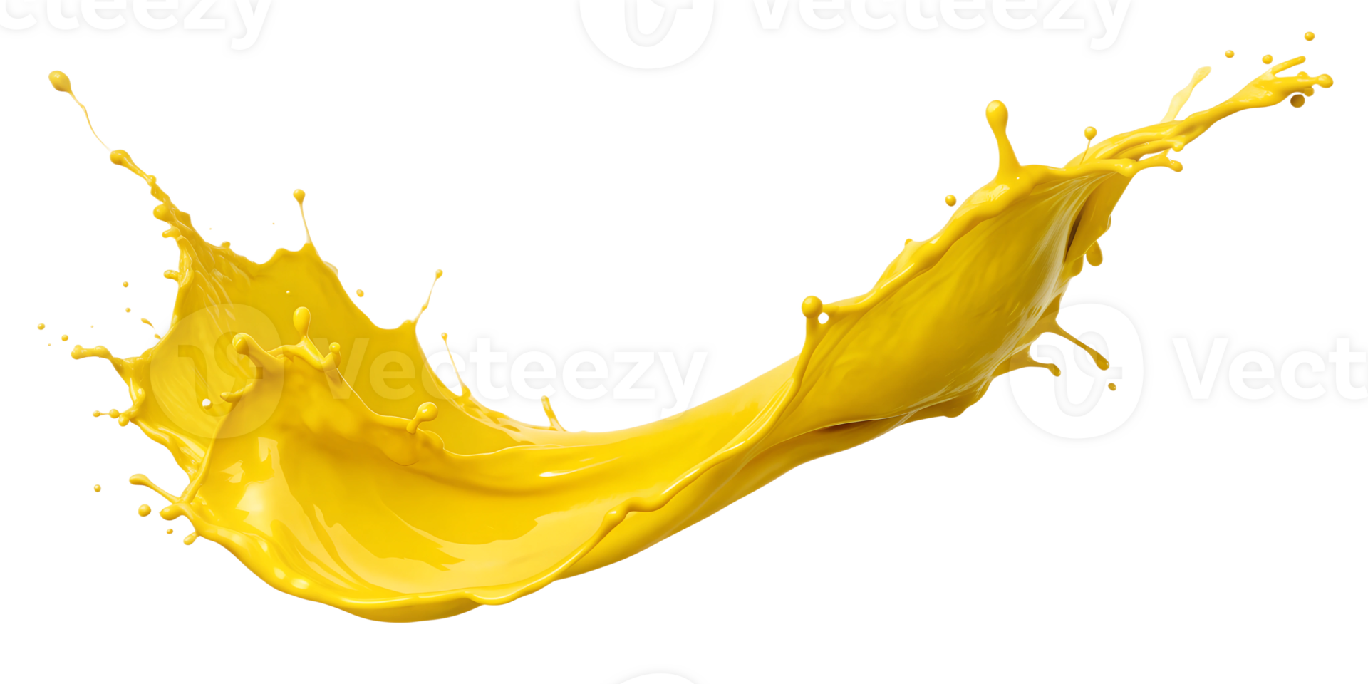 Yellow paint splash, vibrant color motion, isolated transparent png