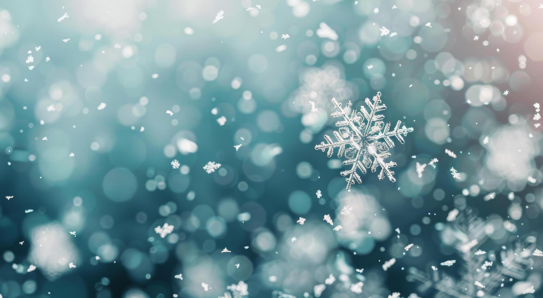 Delicate Snowflakes on Soft Snow Background During Winter Afternoon photo