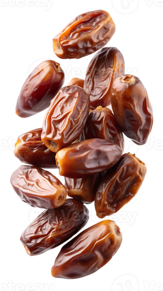 Group of fresh sweet dates, isolated transparent png