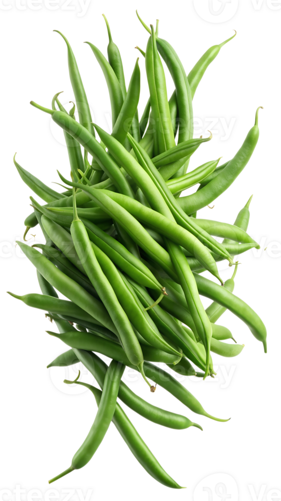 Heap of fresh green beans, isolated transparent png
