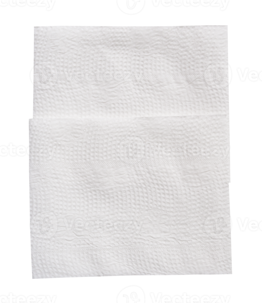 Top view of two folded tissue paper in stack isolated with clipping path in file format png