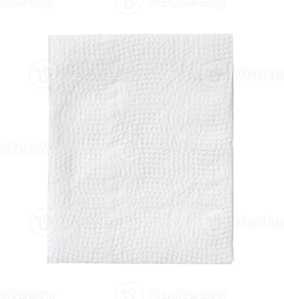 Top view of folded tissue paper isolated with clipping path in file format png