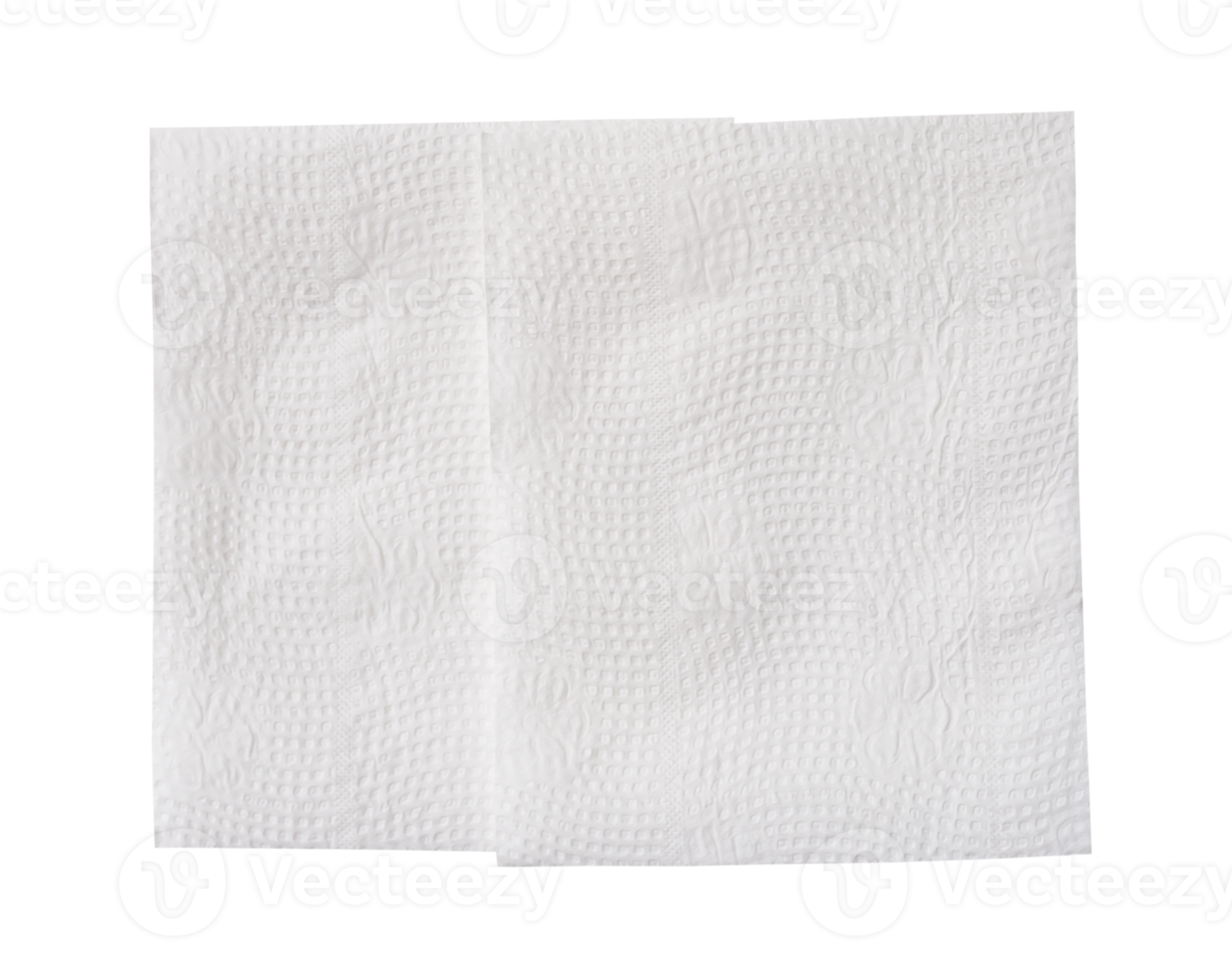 Top view of two folded tissue paper in stack isolated with clipping path in file format png