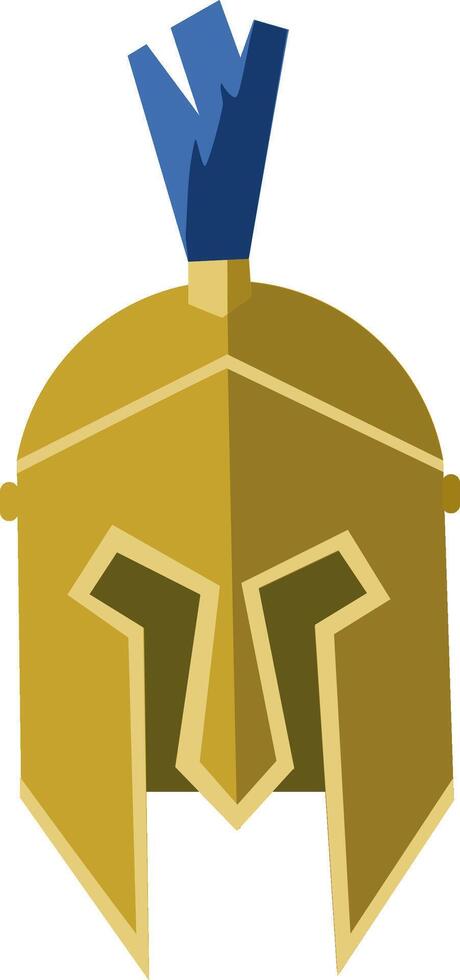 Golden Spartan Helmet with Blue Crest Icon vector