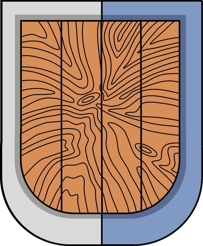 Wooden Shield with Blue and Grey Borders vector
