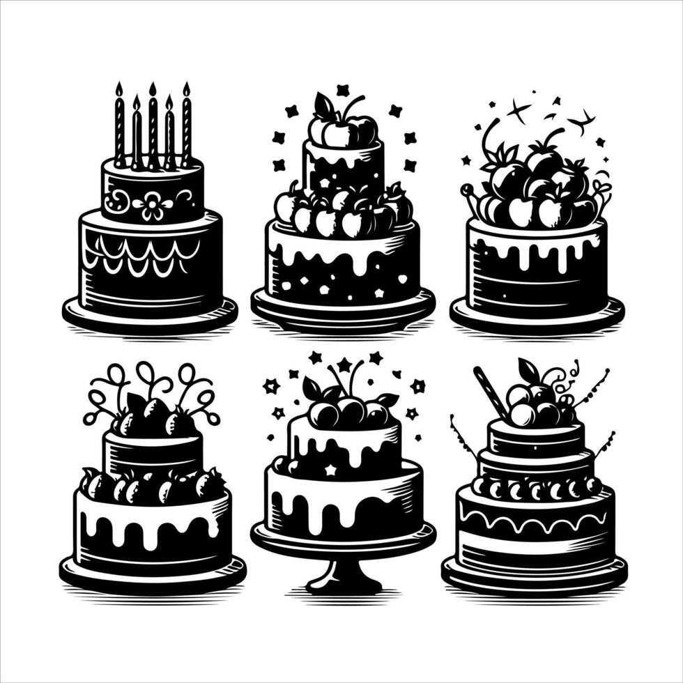 Birthday cake silhouette eps file vector