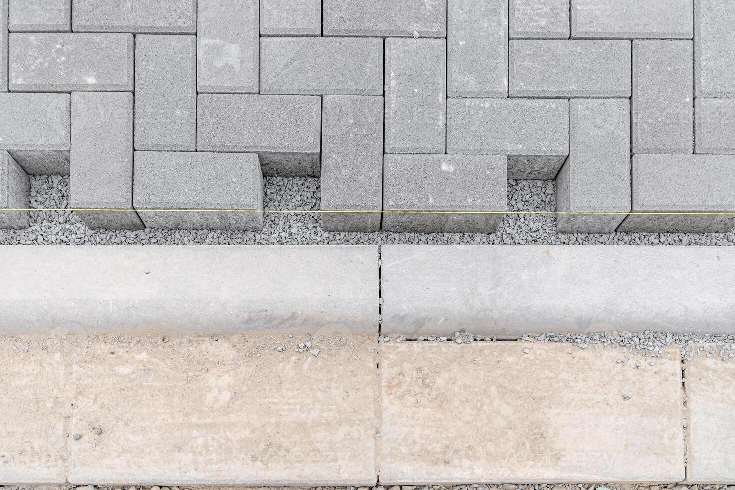 concrete blocks for the construction of sidewalks and roads photo