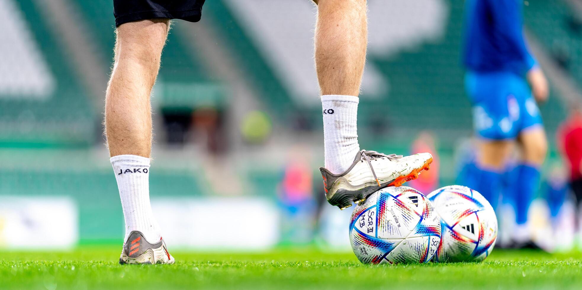 Rapid stadium Wien, Austria - February 24, 2023. soccer ball on the field, Austrian second league photo
