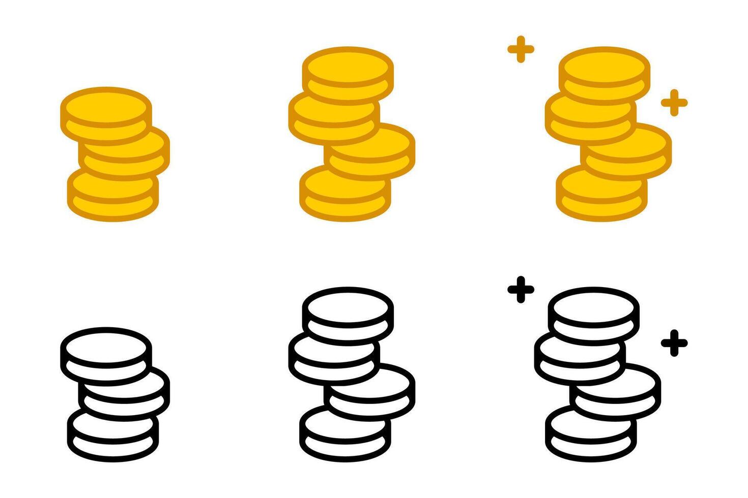 Coins stack icon. Golden coin symbol. Money sign. Treasure with sparkle illustration. vector