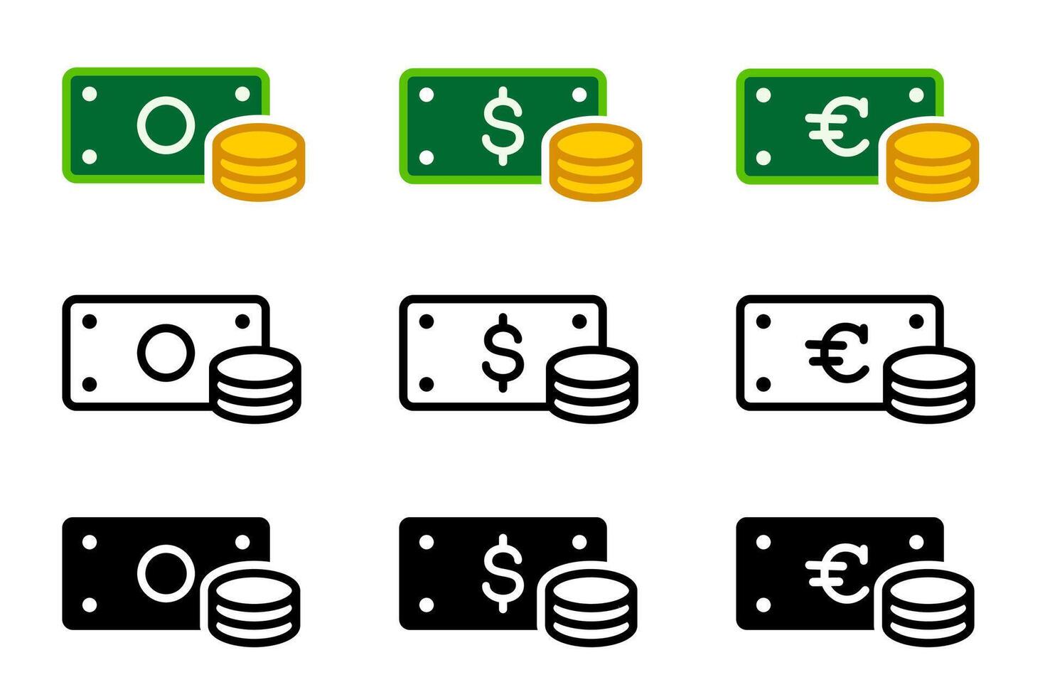 Paper money with coins icon. Cash symbol. Stack of coins sign. Change pictogram. Buy illustration. vector