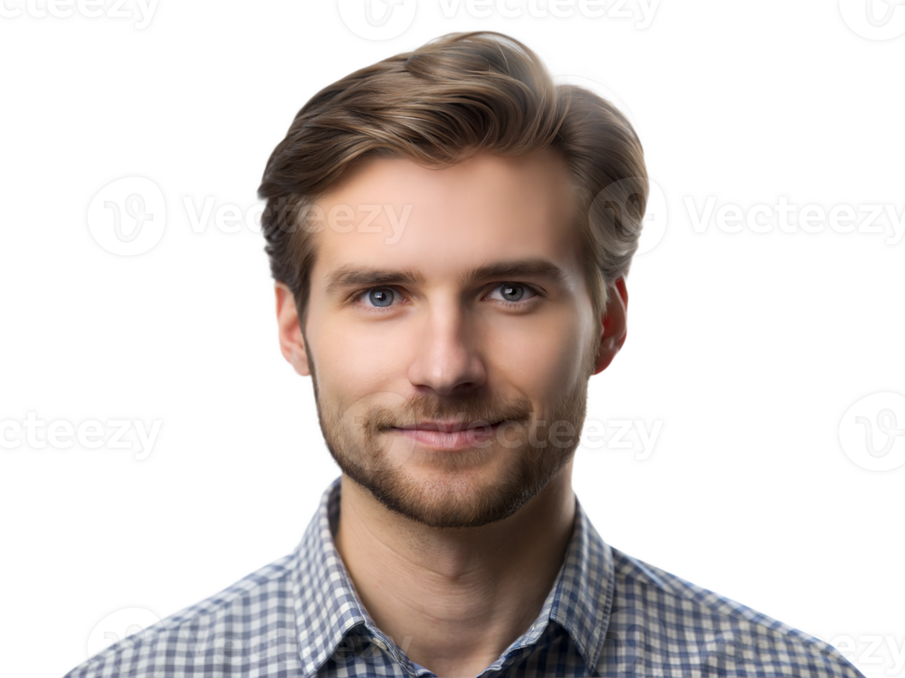 hombre en casual a cuadros camisa sonriente, transparente png