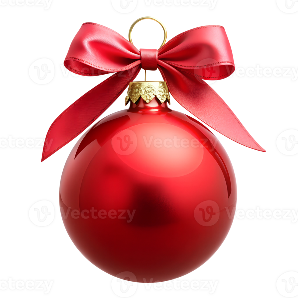Red Christmas ornament with large bow, transparent png