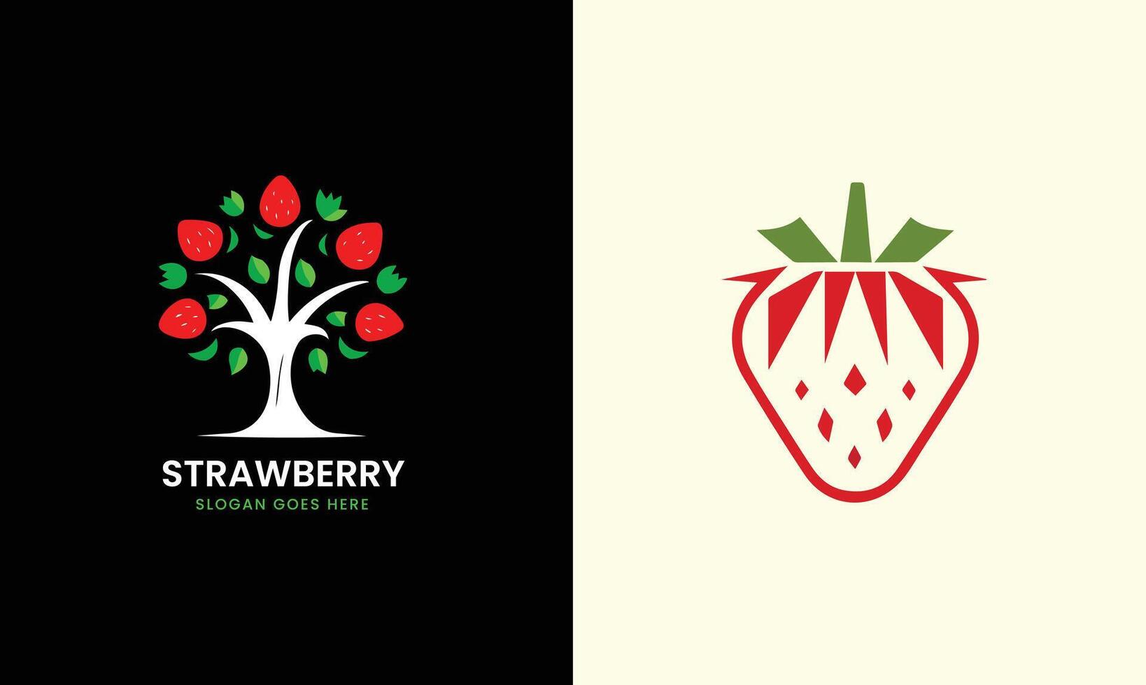 Strawberry logo icon red strawberry fruit food berry juicy green leaf symbol natural modern idea vector