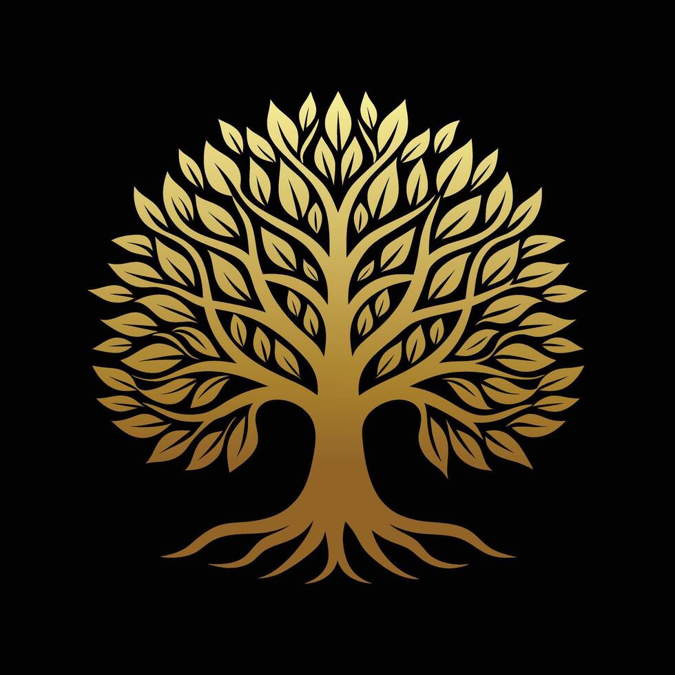 Gradient color tree illustration design. vector