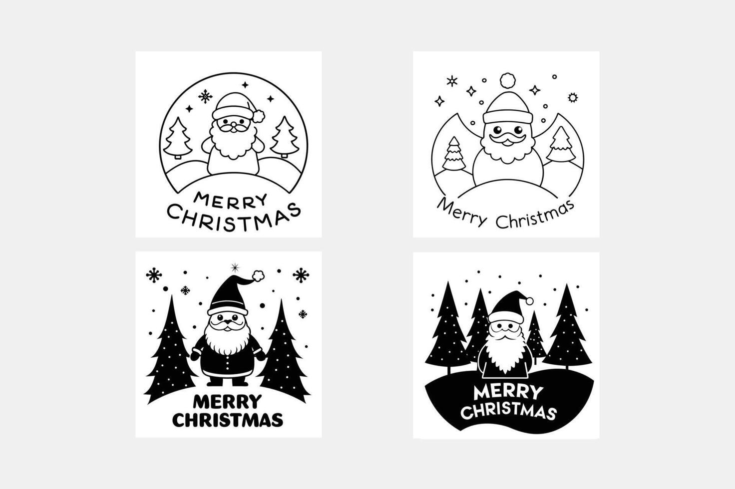 Merry Christmas Santa Claus Cartoon Character with big red Sack of gifts and his friend vector