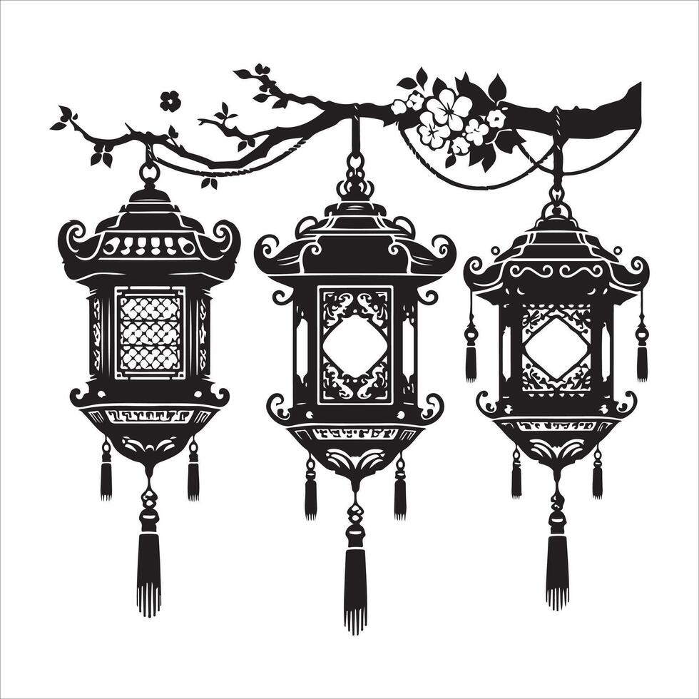 hanging lantern , hanging lantern silhouette , hanging lantern illustration vector