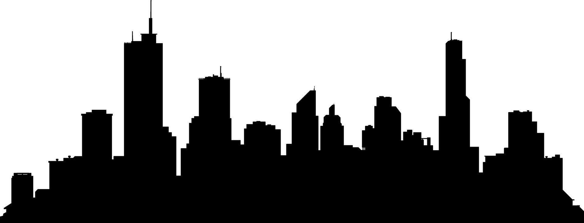 black and white city silhouette without background vector