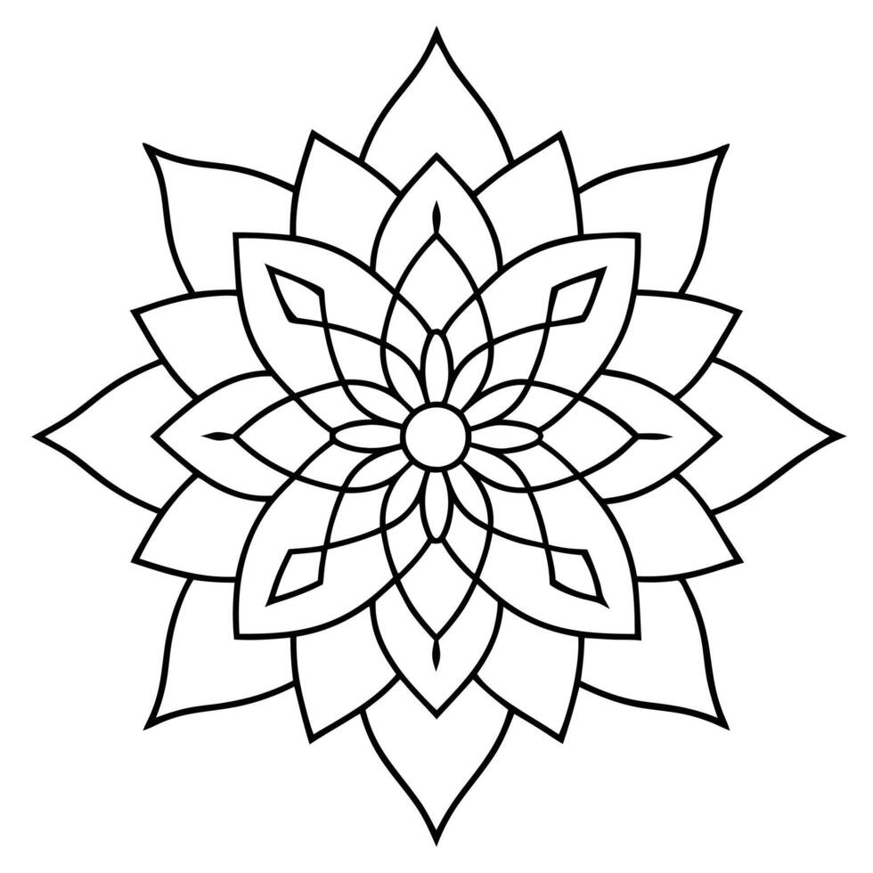 Mandala line art silhouette with white background vector
