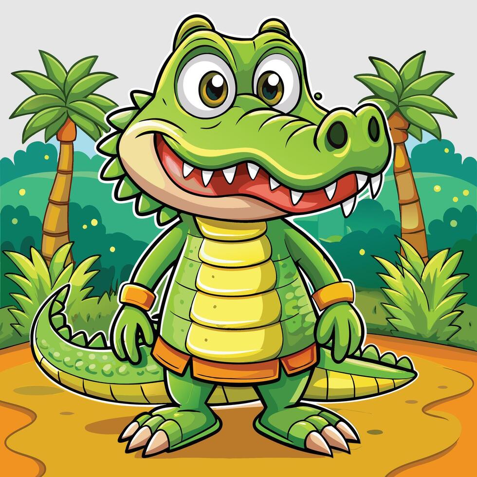 beautiful crocodile illustration, cartoon, art vector