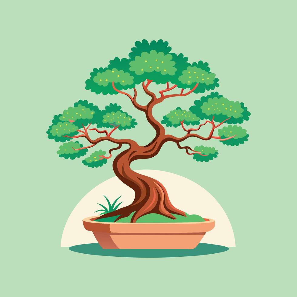Natural Bonsai green tree illustration vector