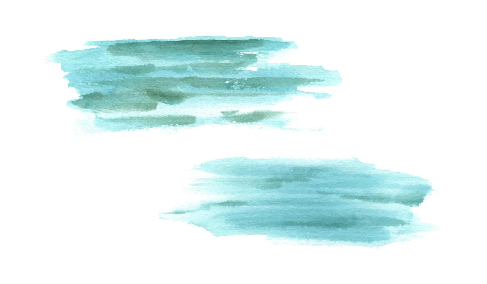 Abstract watercolor stains. Aquamarine splashing on the paper. Aquarelle texture for sea wave, sky. Hand drawn illustration. For card, design, add dynamic touch to any space vector