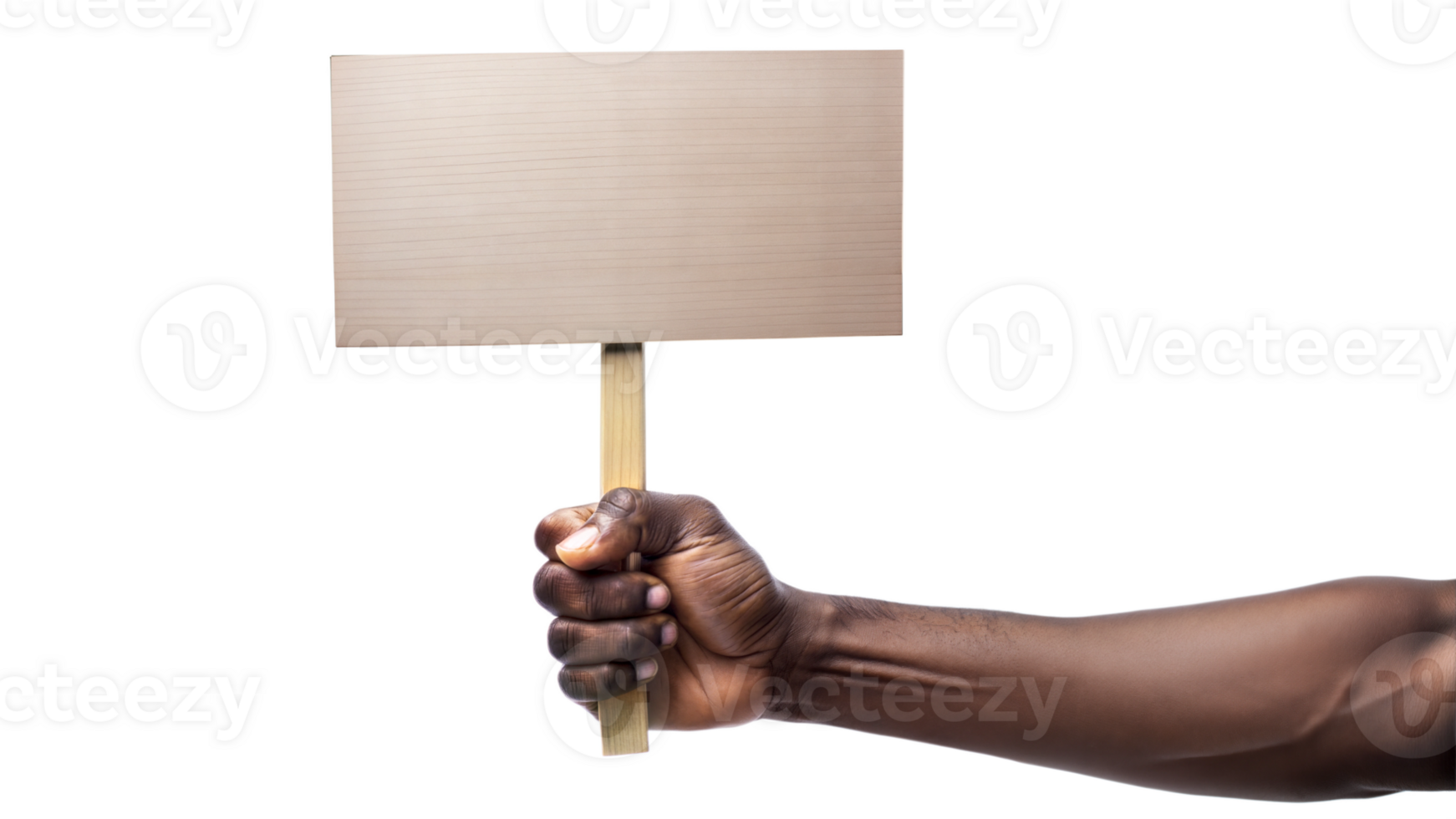Hand with blank signboard for protest or message, transparent png