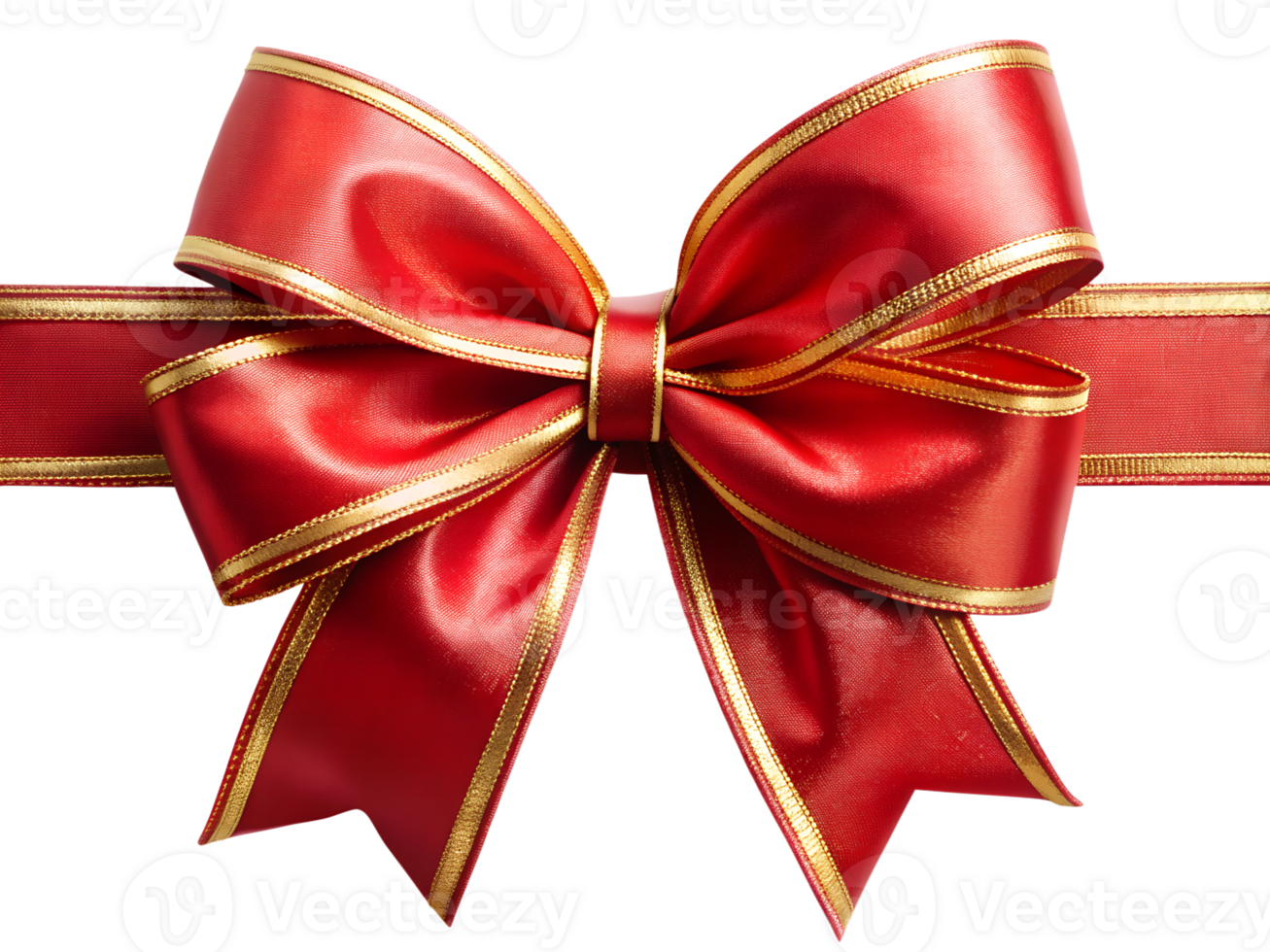 Red and gold gift bow close-up, transparent png