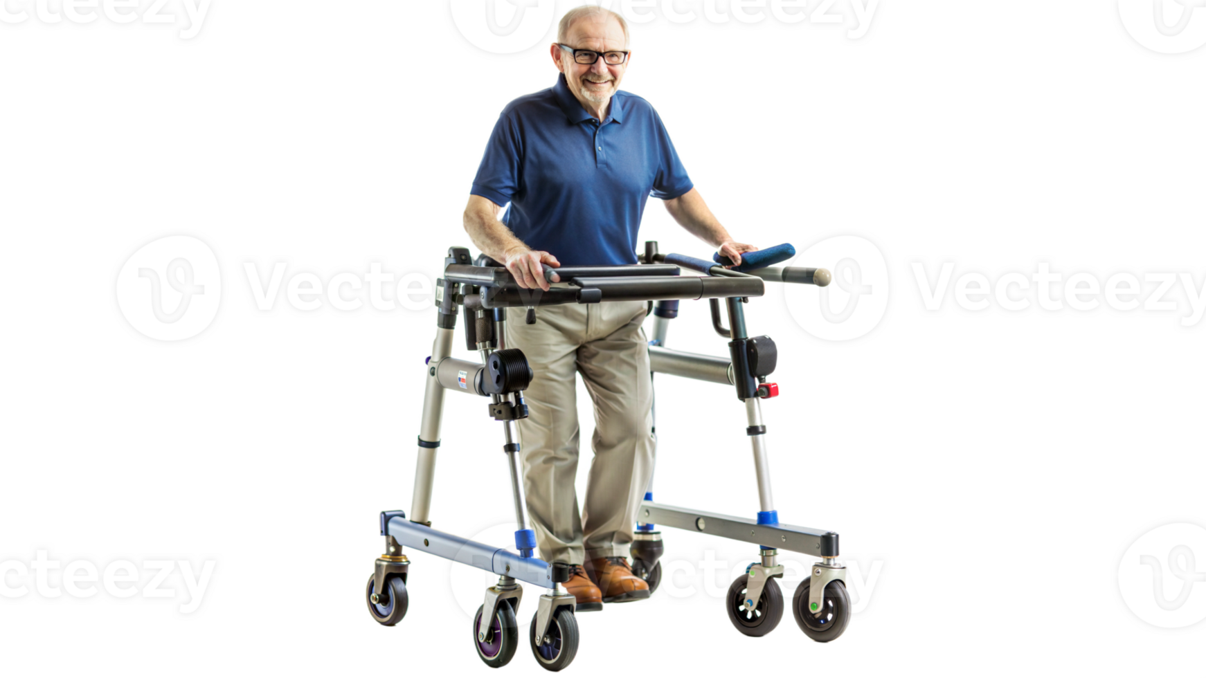 man using medical walker isolated transparent png