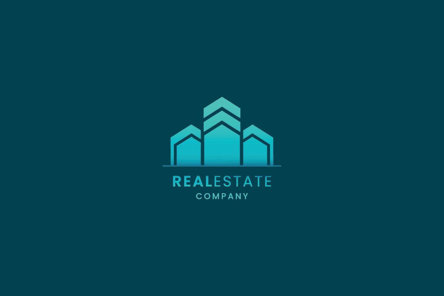 Modern logo design featuring stylized buildings representing a real estate company in a minimalist style vector