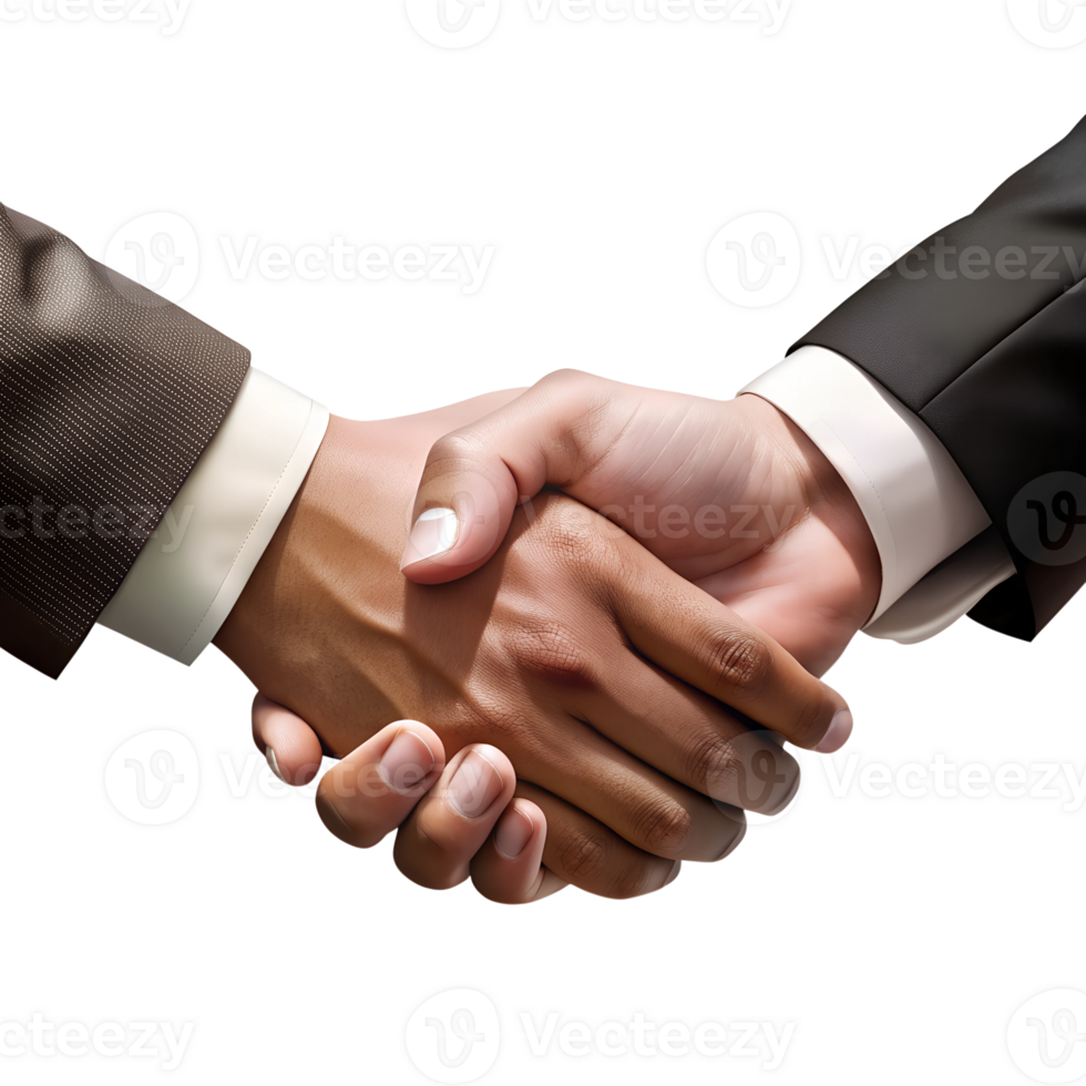 Business handshake between two professionals, isolated on transparent background png