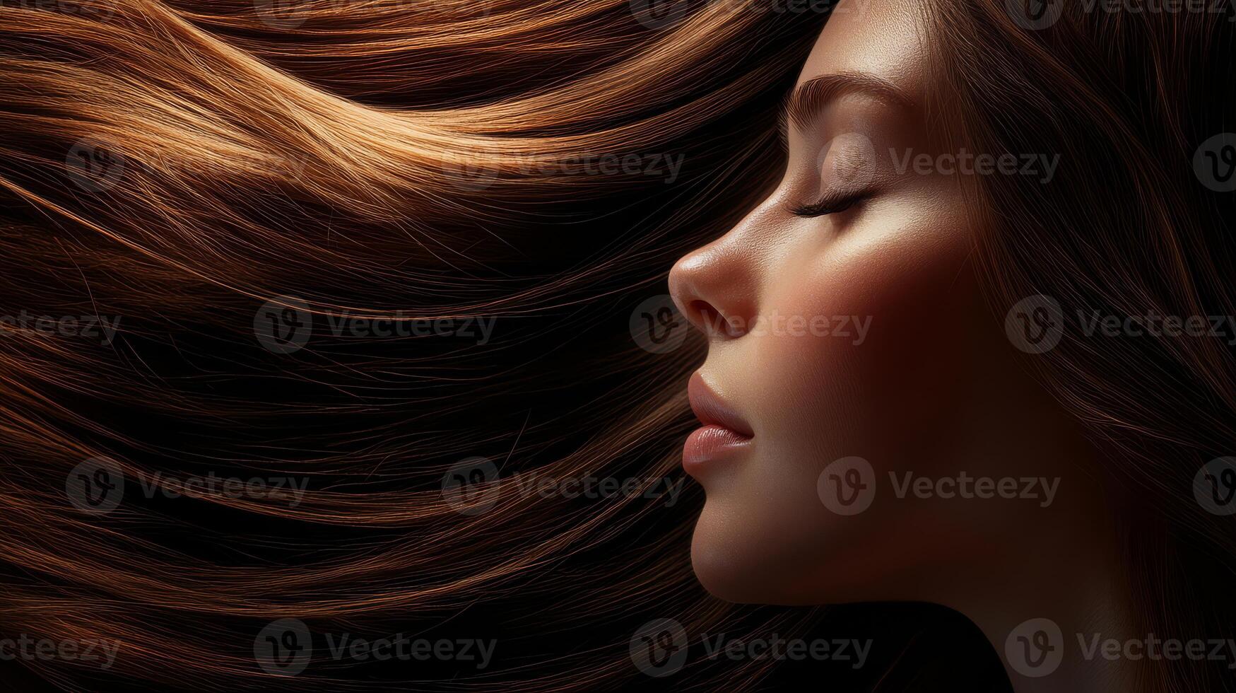 A tranquil portrait showcasing a woman basking in soft natural light photo