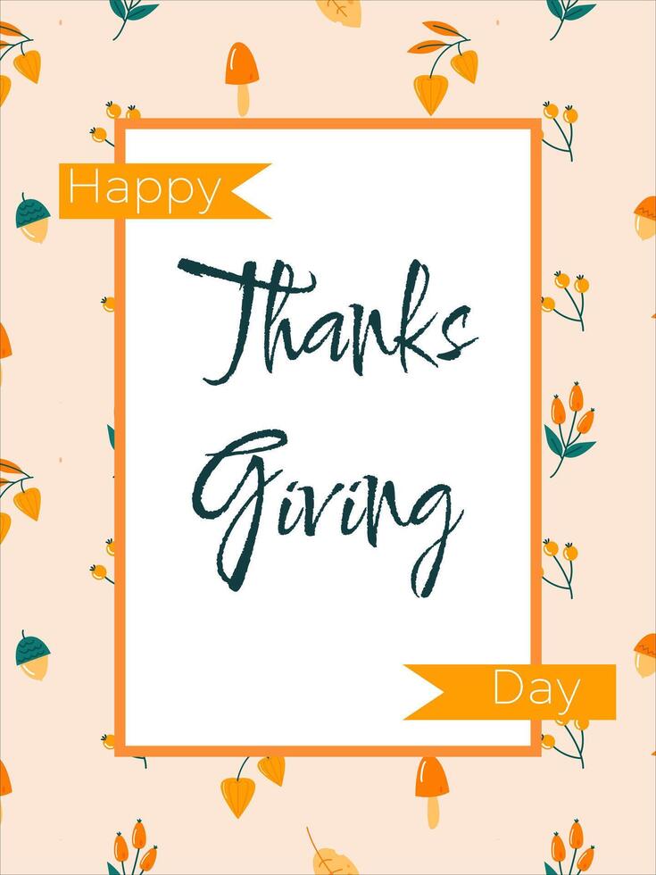 Thanksgiving card with background with autumn leaves vector