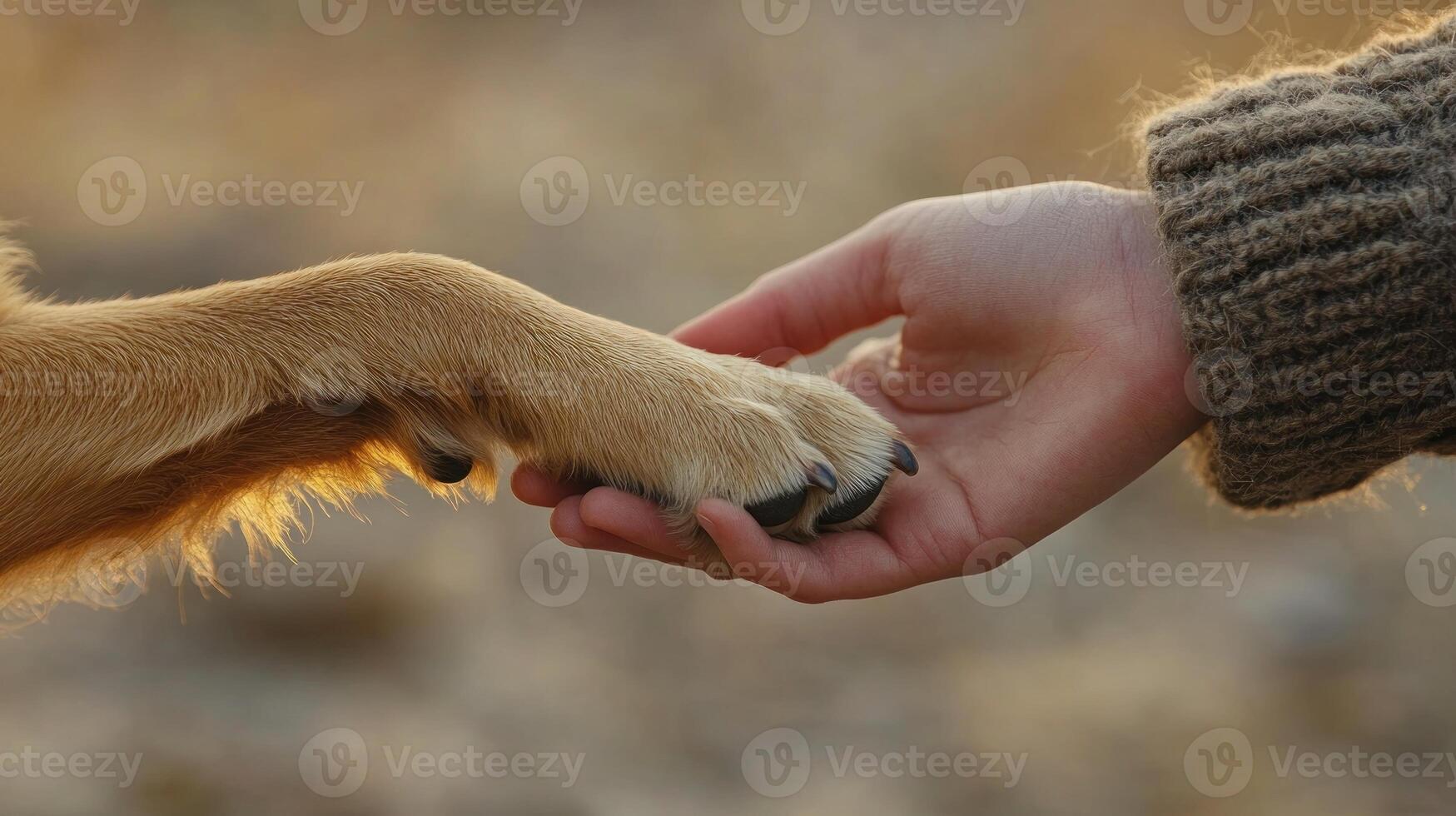 A hand is holding a dog's paw photo