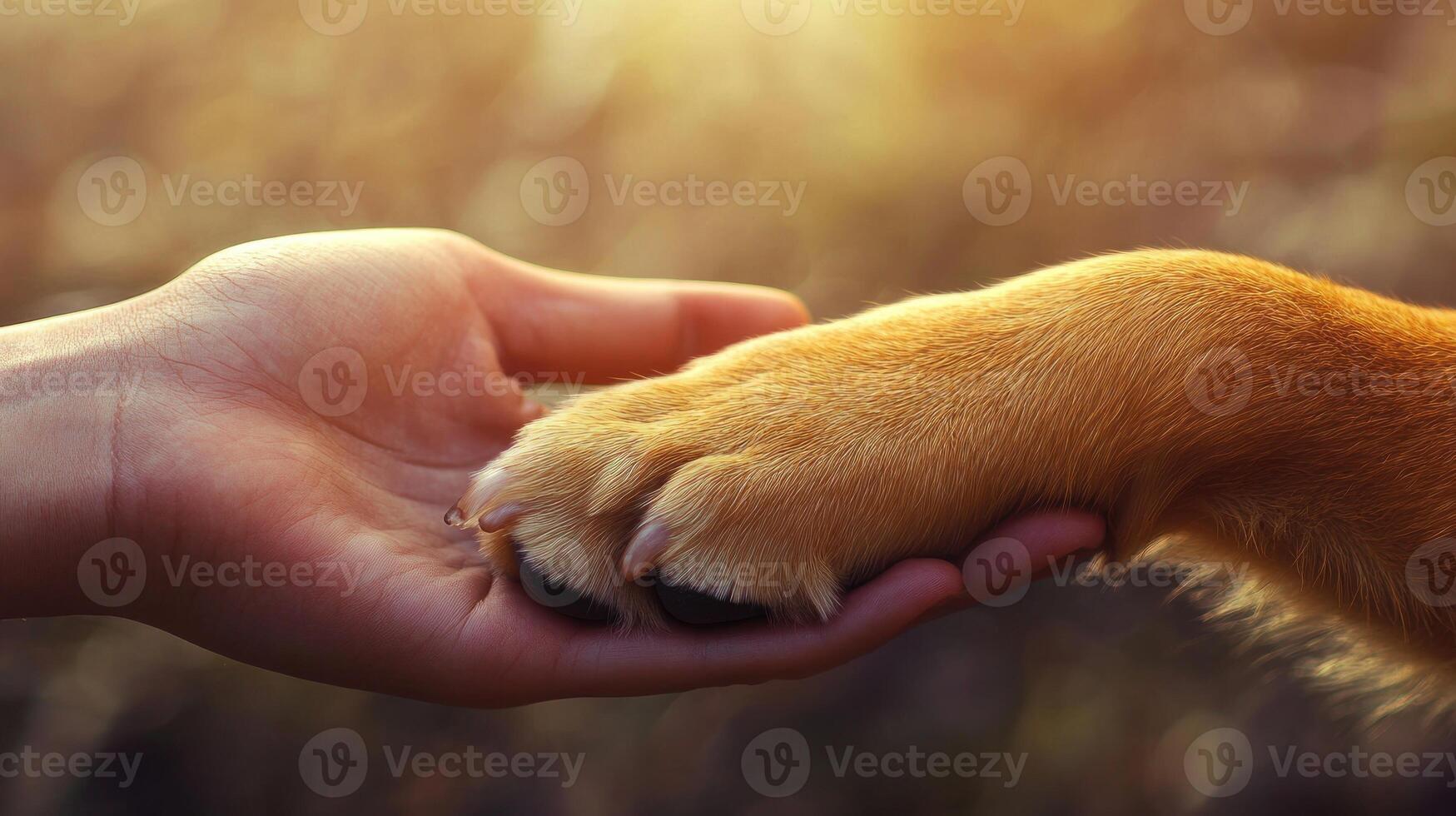 A hand is holding a dog's paw photo