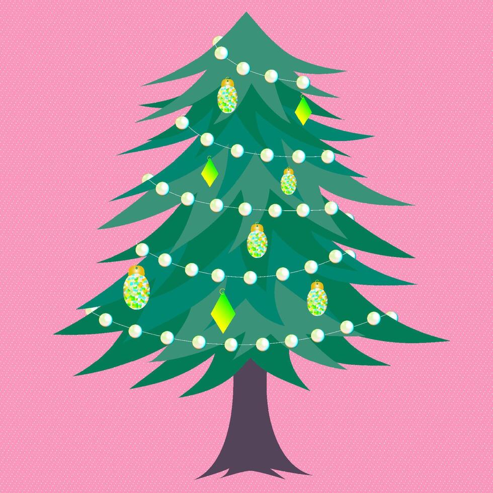 Christmas tree with opal and pearl ornaments vector