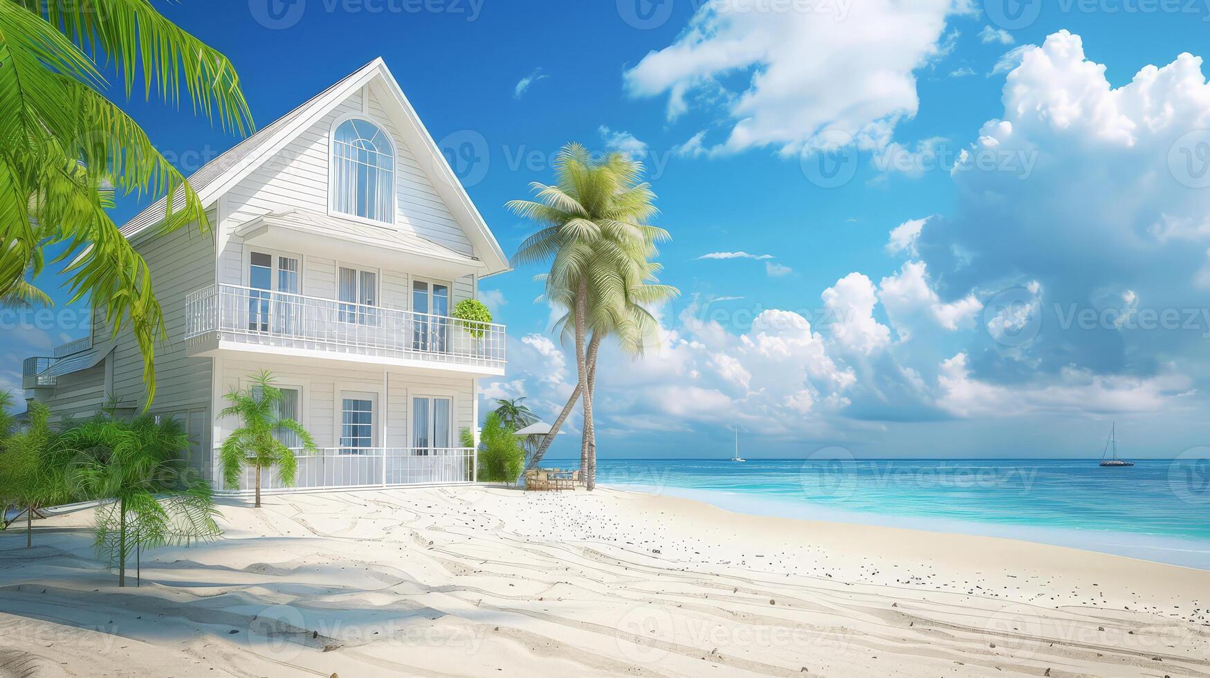 A serene cottage by the beach invites relaxation amidst tropical vibes photo