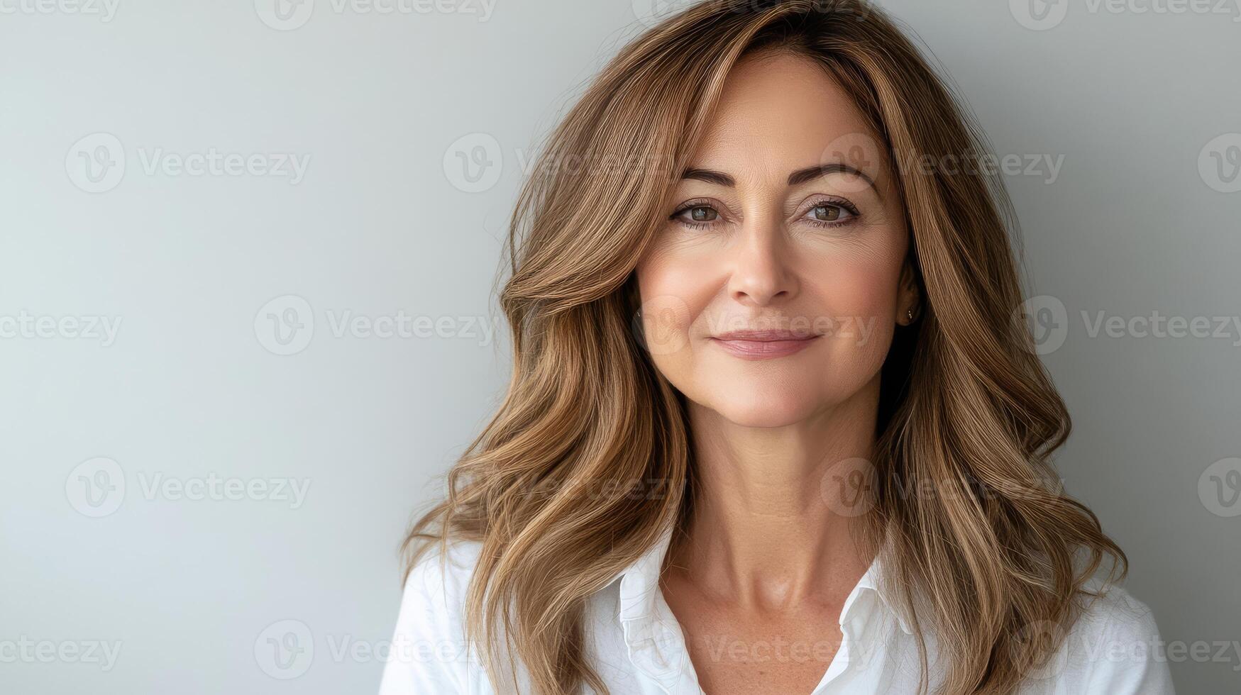 A stunning model showcases her beauty with a captivating smile photo