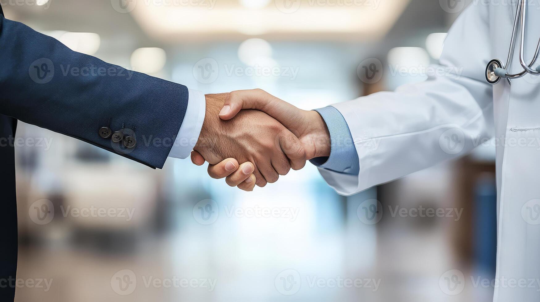A warm handshake between a doctor and a professional signifies partnership photo