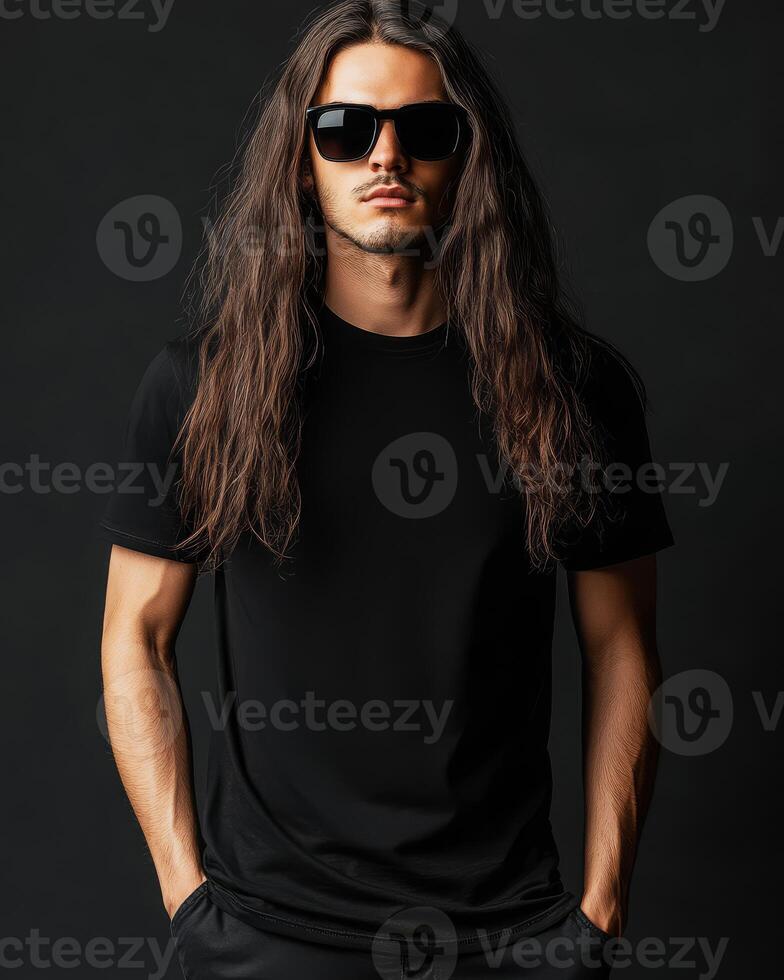 The model effortlessly displays modern fashion with a bold attitude photo