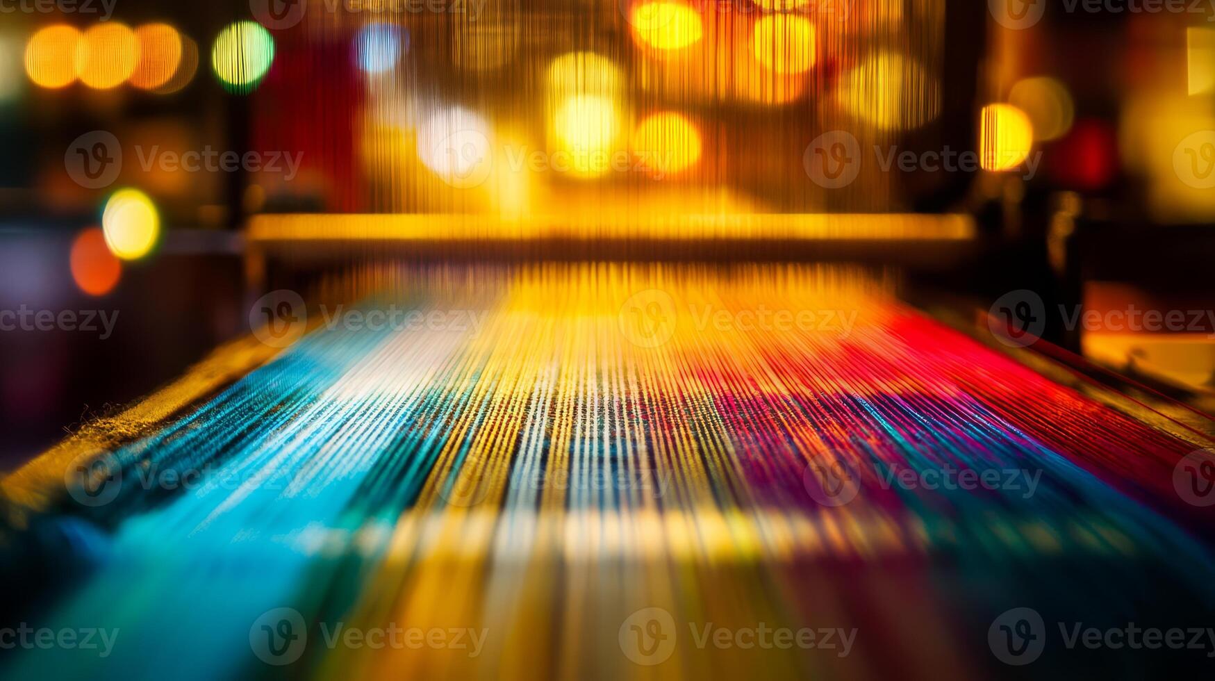 Colorful threads blend together as artisans craft intricate textiles by hand photo