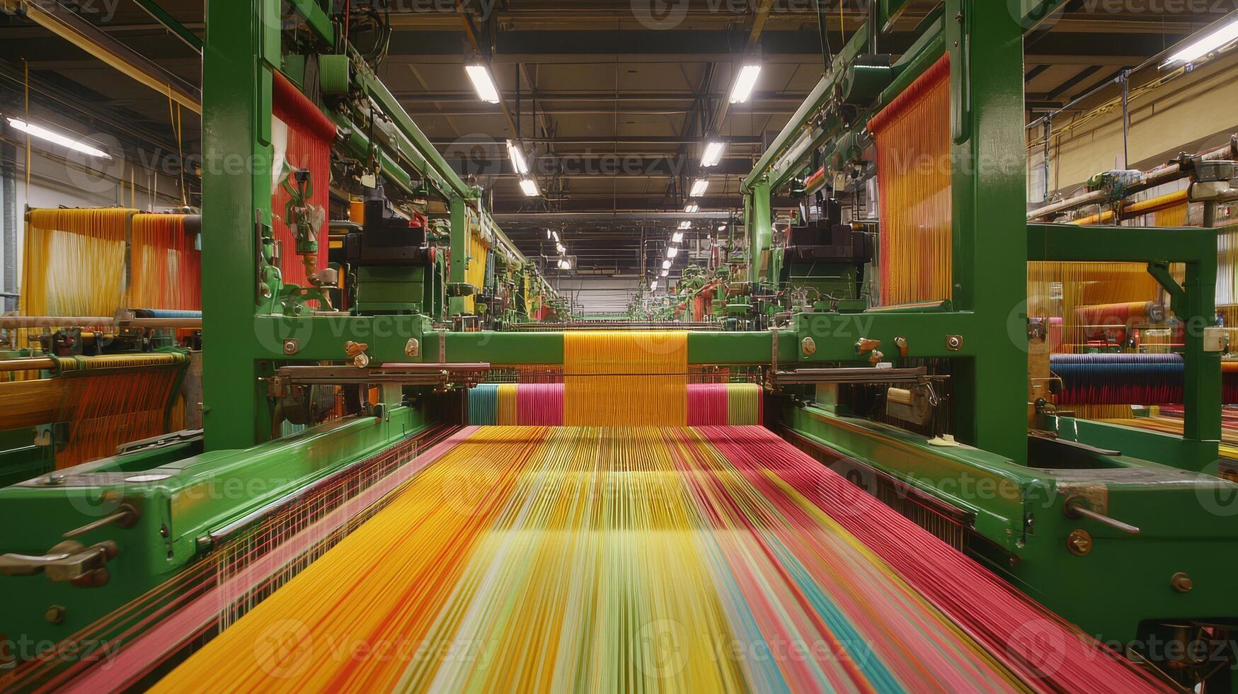 Vibrant strands merge as they create intricate patterns in the workshop photo