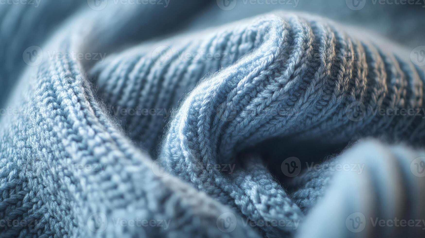 Textured blue yarn reveals intricate patterns in natural light photo
