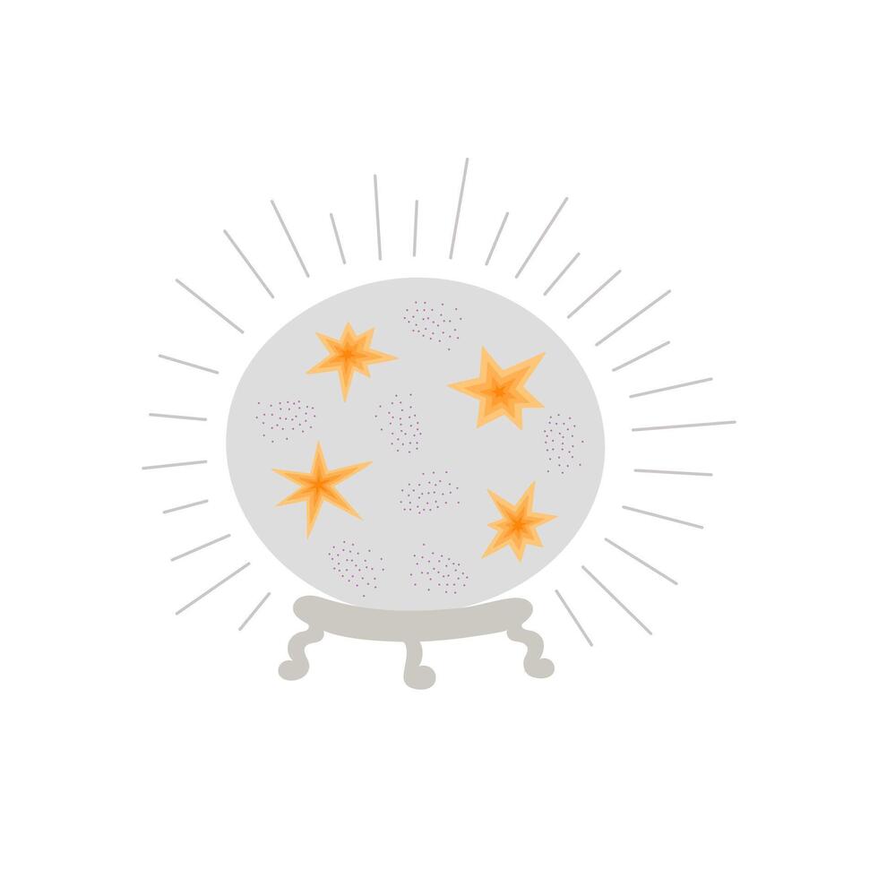 Magic witch globe esoteric fortune teller crystal ball for predicting future, doodle illustration for Halloween holiday celebration decor, cards, invitations, posters vector